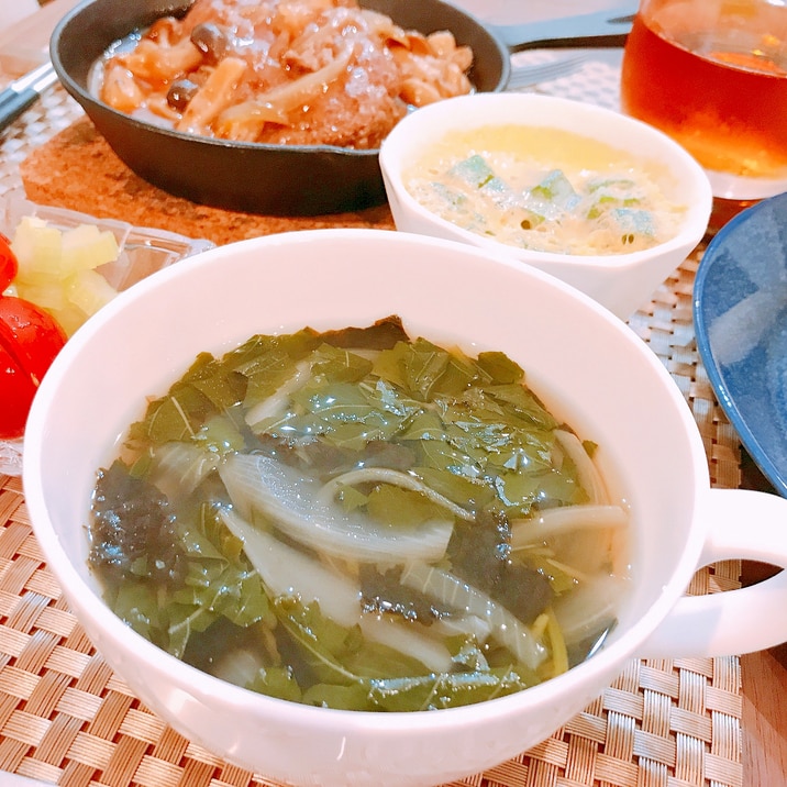 夏野菜モロヘイヤと海苔のスープ☆